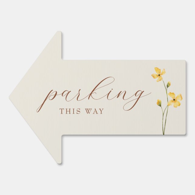 Neutral Wildflower Wedding Parking Sign (Front)