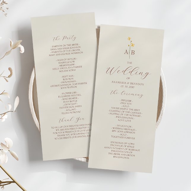 Neutral Wildflower Wedding Program (Creator Uploaded)