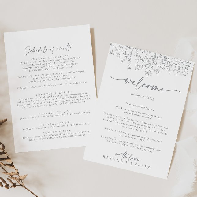 Neutral Wildflower Wedding Welcome Letter (Creator Uploaded)