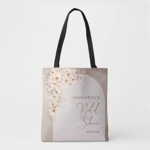 Neutral wildflowers boho arch Bridesmaid gift Tote Bag