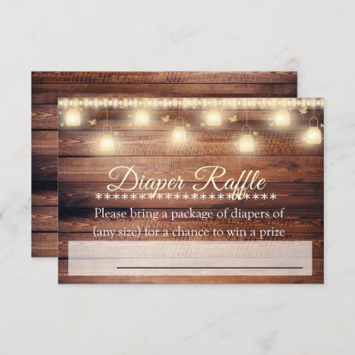 Neutral Wood Baby Shower Diaper Raffle Ticket Card