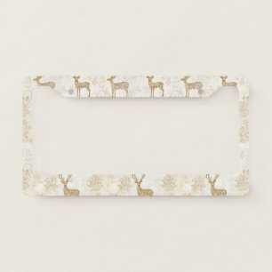 Neutral Woodland Deer Pattern License Plate Frame