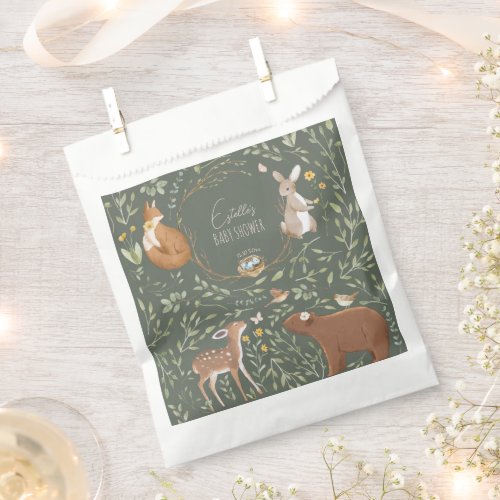 Neutral Woodland Forest Friends Baby Shower Favor Bag