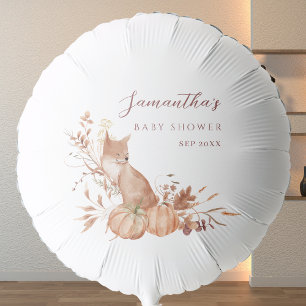 Neutral Woodland Fox Pumpkin Baby Shower Balloon