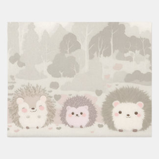 Neutral Woodland Nursery Rug - Cute Hedgehog Rug