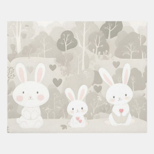 Neutral Woodland Nursery Rug _ Cute Rabbit Rug