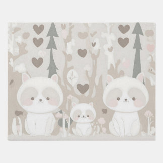 Neutral Woodland Nursery Rug - Cute Raccoons