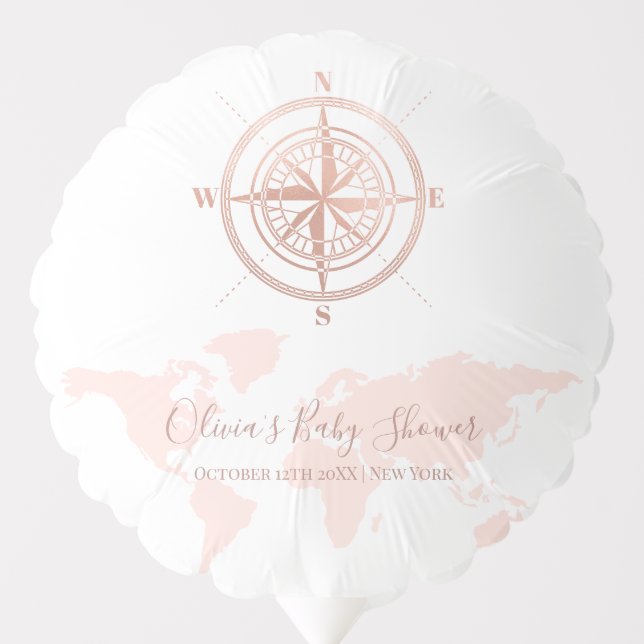 Neutral World Map Travel Adventure Baby Shower  Balloon (Front)