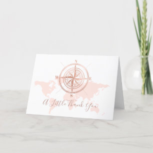 Neutral World Map Travel Adventure Baby Shower Letterpress Thank You Card