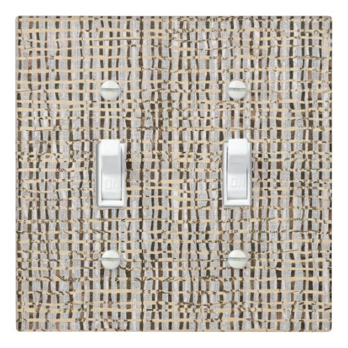 Neutral Woven Look Faux Linen Beige Brown Gray Light Switch Cover