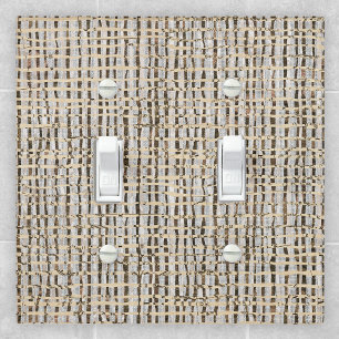 Neutral Woven Look Faux Linen Beige Brown Gray Light Switch Cover