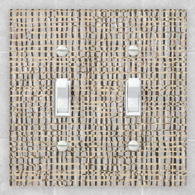 Neutral Woven Look Faux Linen Beige Brown Gray Light Switch Cover (Creator Uploaded)