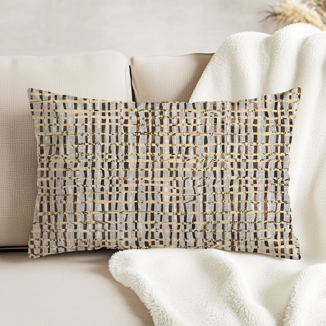 Neutral Woven Look Faux Linen Pattern Gray Brown Accent Pillow (Creator Uploaded)