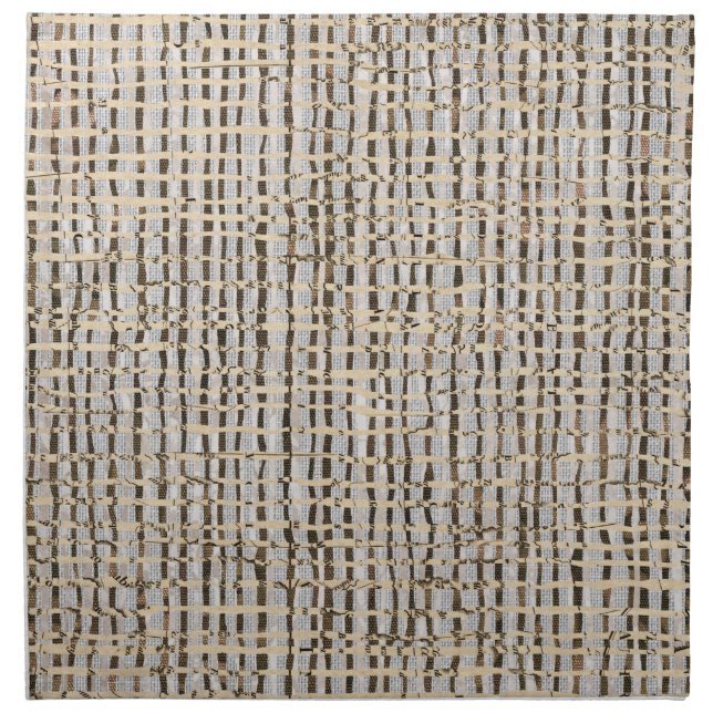 Neutral Woven Look Faux Linen Pattern Gray Brown Cloth Napkin (Front)