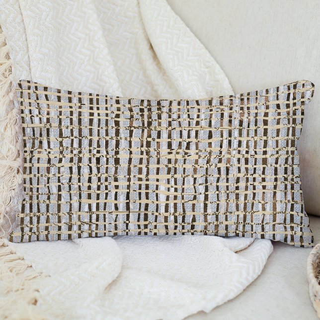 Neutral Woven Look Pattern Faux Linen Gray Brown Lumbar Pillow (Creator Uploaded)