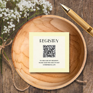 Neutral Yellow Baby Shower Registry QR Code Enclosure Card