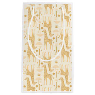 Neutral Yellow Giraffe Safari Wild One Present Small Gift Bag