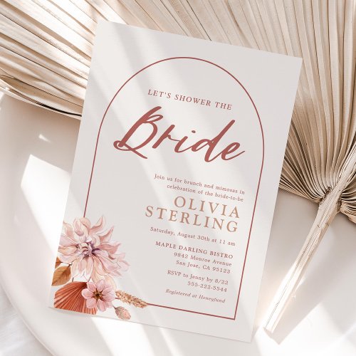 Neutrals and Muted Pink Floral Shower The Bride Invitation