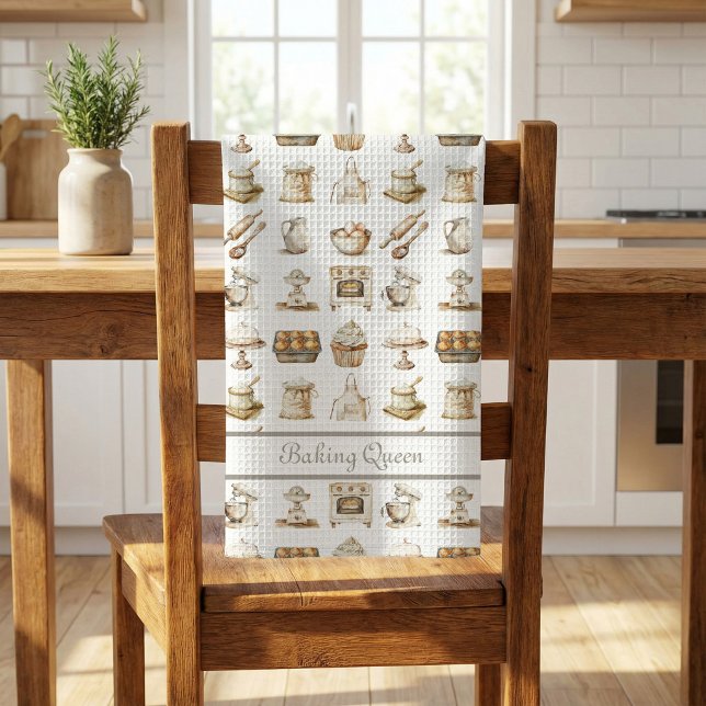Neutrals Baking Queen  Kitchen Towel (Baking Queen Neutral Kitchen Towel)