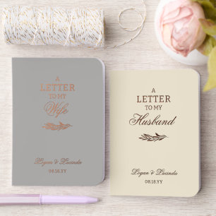 Neutrals Elegant Letter to My Wife Husband Wedding Foil Vow Books