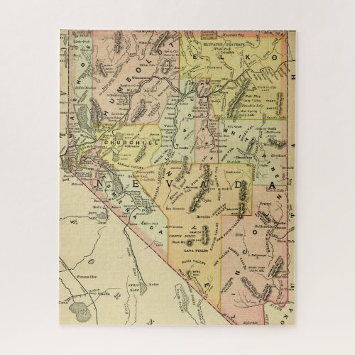 Nevada Antique Map Colorful State Las Vegas Jigsaw Puzzle