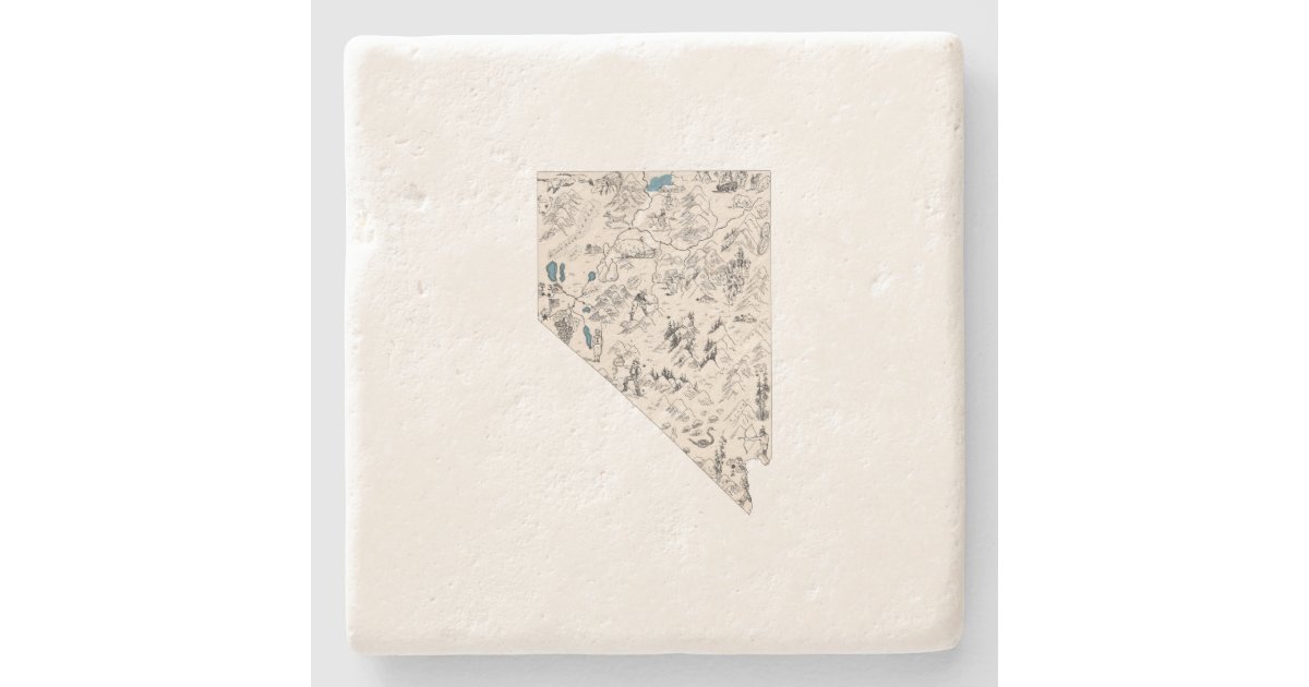 Nevada Antique Picture Map Vintage State Chart Stone Coaster Zazzle Com