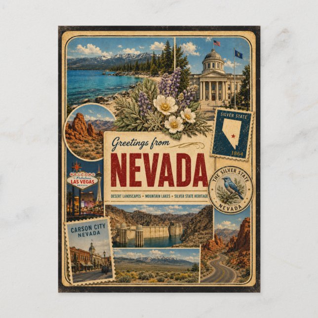 Nevada Authentic Vintage Style Postcard (Front)