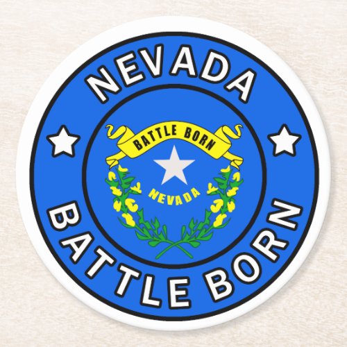Nevada Battle Born Round Paper Coaster