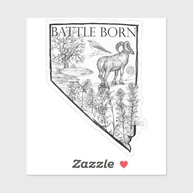 Nevada Battleborn State Symbols Bighorn Trout Sticker (Sheet)