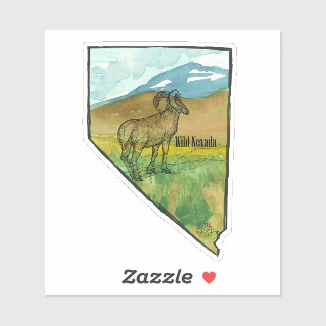 Nevada Bighorn Wildlife Desert Landscape Sticker (Sheet)
