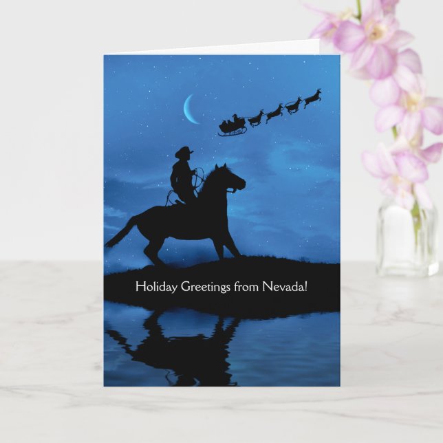 Nevada Christmas Cards with Cowboy and Horse (Orchid)
