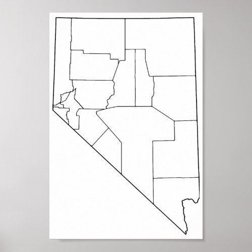Nevada Counties Blank Outline Map Poster