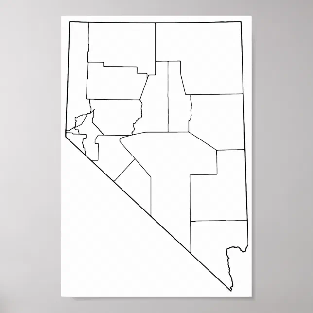 Nevada Counties Blank Outline Map Poster | Zazzle