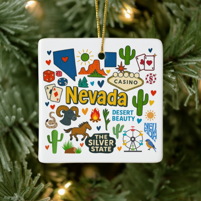 Nevada Custom Family Trip Christmas Ceramic Ornament (Tree)