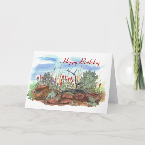 Nevada Desert Indian Paintbrush Birthday Card