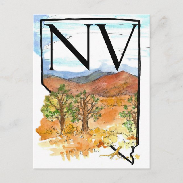 Nevada Desert Mountains Juniper Trees Souvenir  Postcard (Front)