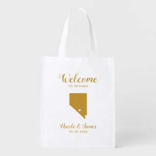Nevada Destination Wedding Welcome Bag, Gold Tote