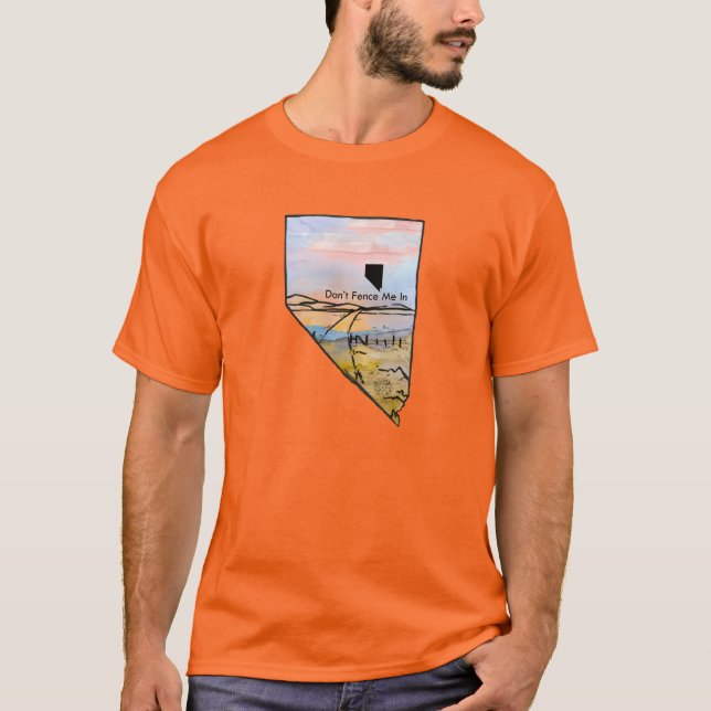 Nevada Don't Fence Me In Sunset Landscape T-Shirt (Front)
