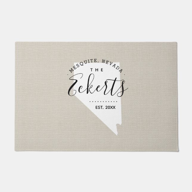 Nevada Family Monogram State Doormat (Front)