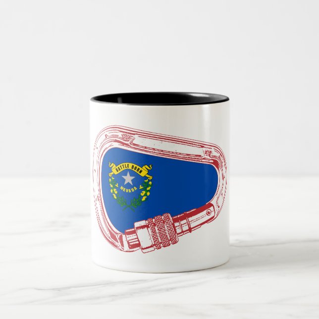 Nevada Flag Climbing Carabiner Two-Tone Coffee Mug (Center)