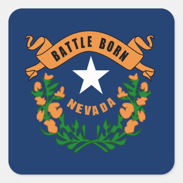 Nevada flag square sticker (Front)