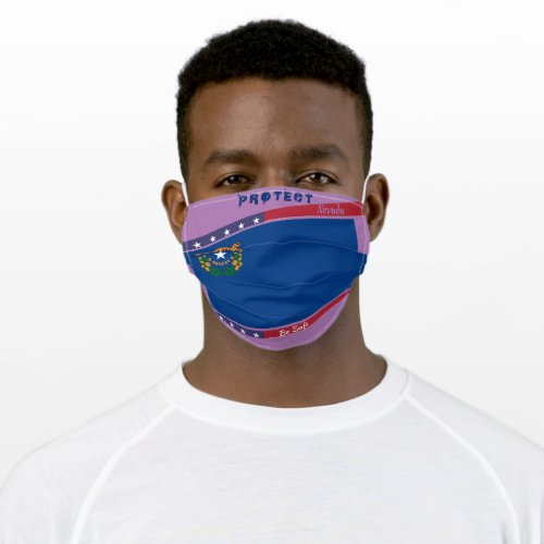 Nevada Flag w Stars Stripes on Lavender Adult Cloth Face Mask