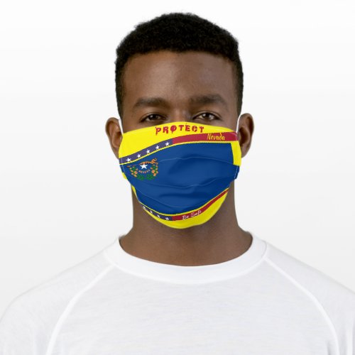 Nevada Flag w Stars Stripes on Yellow Adult Cloth Face Mask
