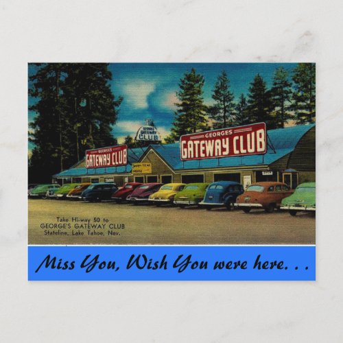 Nevada Georges Gateway Club Lake Tahoe Postcard