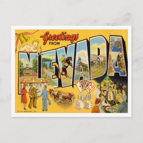 Nevada Greetings from States Postcard