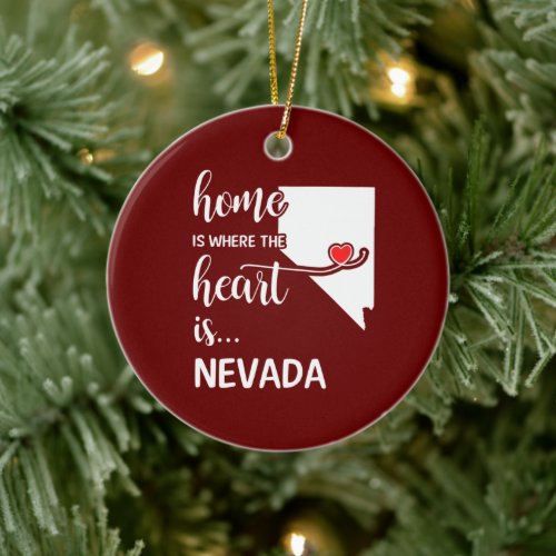 Nevada home is where the heart is ceramic ornament