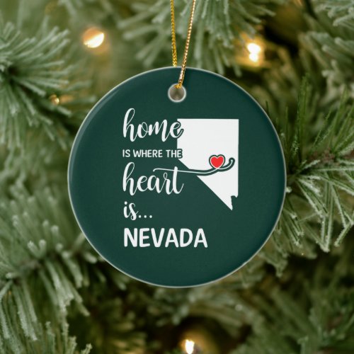 Nevada home is where the heart is ceramic ornament