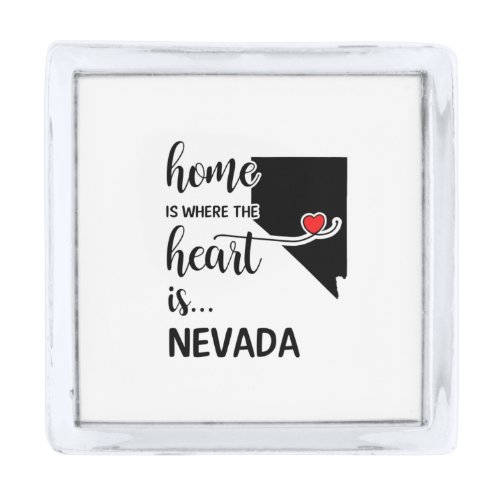 Nevada home is where the heart is silver finish lapel pin