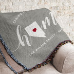 Nevada Home State Personalized Throw Blanket<br><div class="desc">Show some home state pride with this cute rustic gray throw blanket featuring "home" in white calligraphy script lettering with a silhouette map of the state of Nevada standing in for the letter "O." A red heart illustration inside the state map completes the design; you can change the position of...</div>