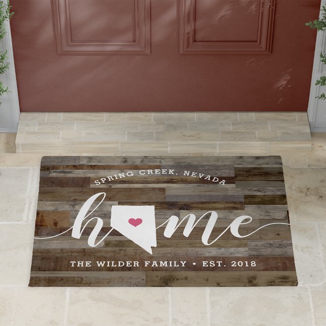 Nevada Home State Personalized Wood Look Doormat (Creator Uploaded)